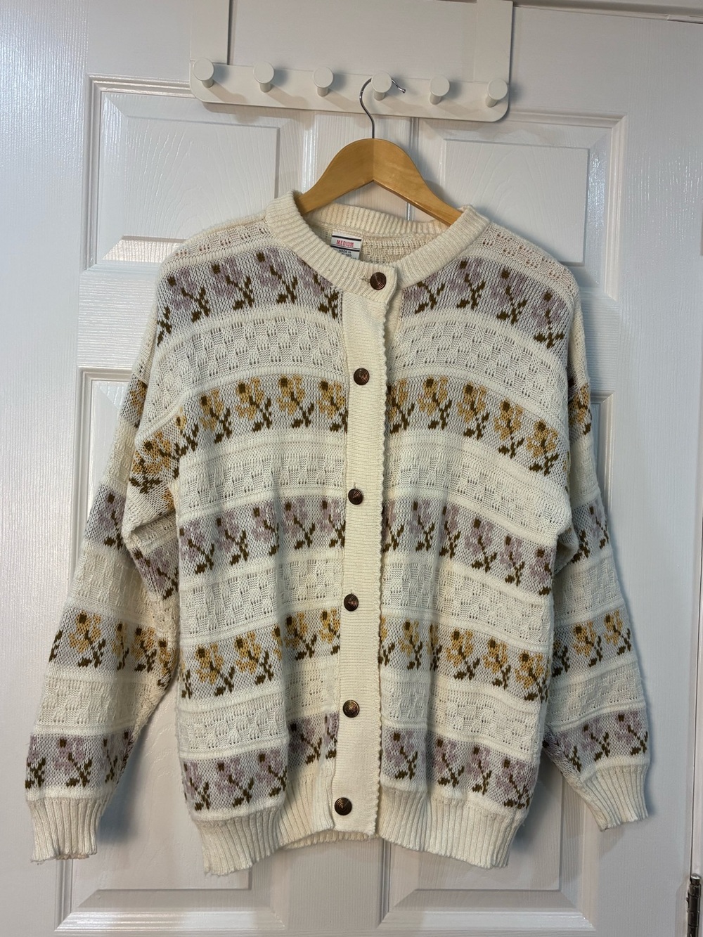 Vintage Cardigan English Knit Cottagecore Floral Grandpa Sweater Made In England - Picture 2 of 7